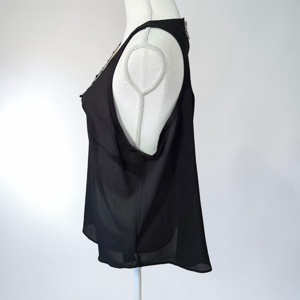 2BāBebe Y2K Black Semi Sheer V-Neck Tank Sz 2X READ - Picture 2 of 9